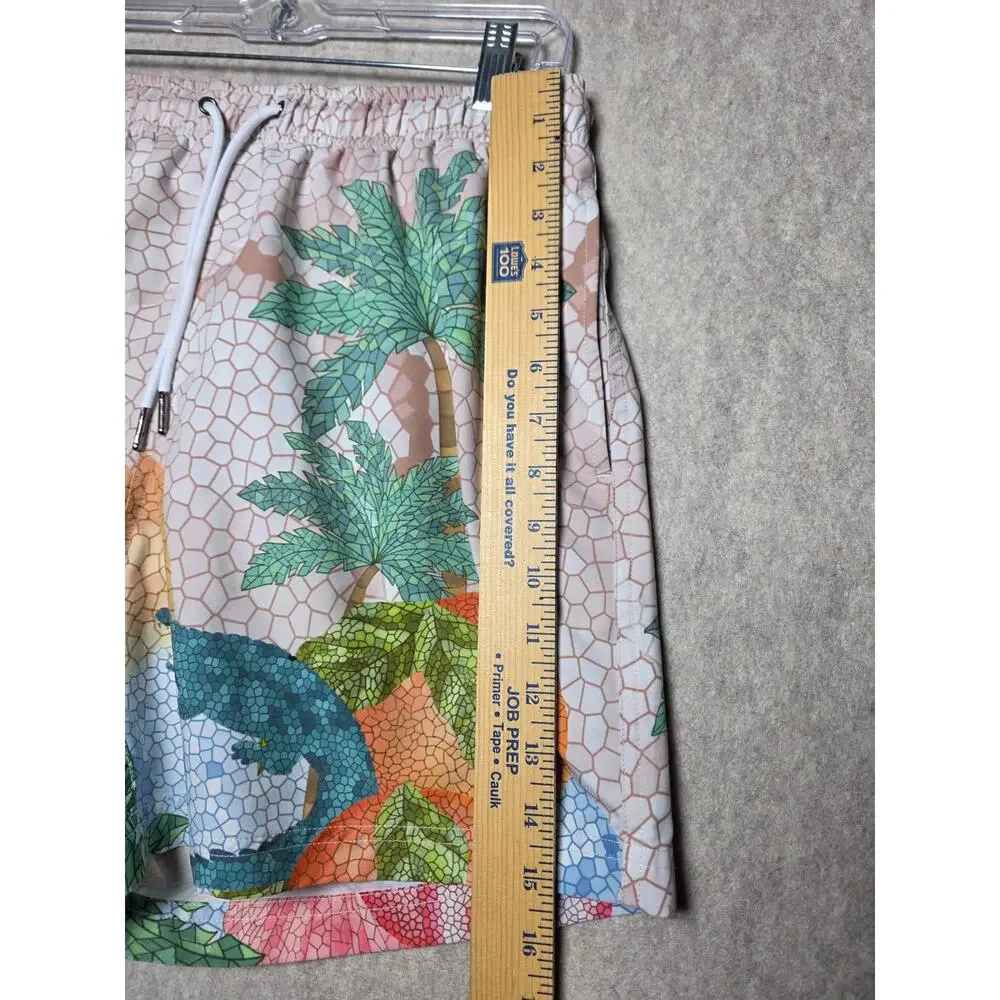 MAVRANS Mosaic Flamingo & Alligator Cabana Set | Shirt & Swim Trunks (Large)